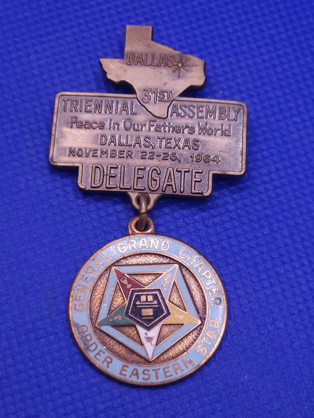 Order of the Eastern Star Delegate Badge with Multicolor Enamel Star